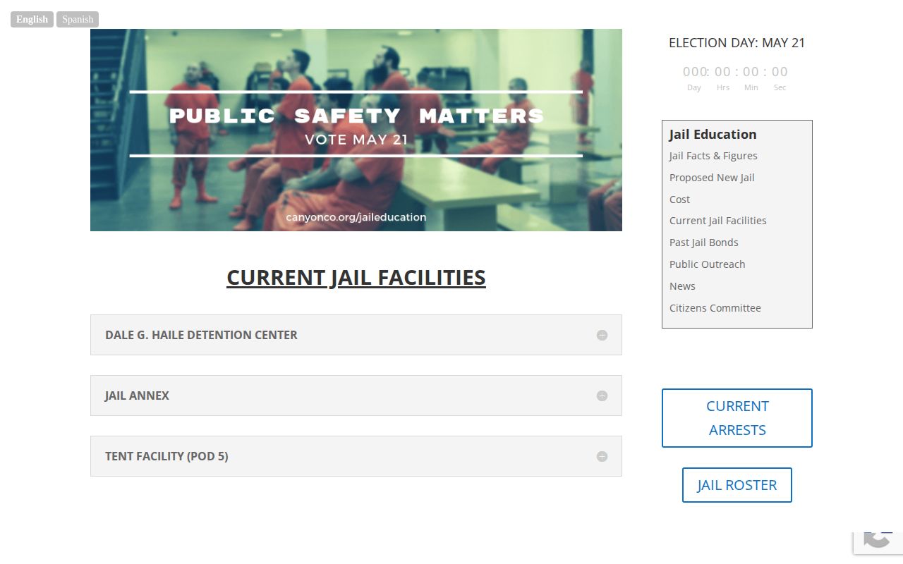 Canyon County current jail facilities page