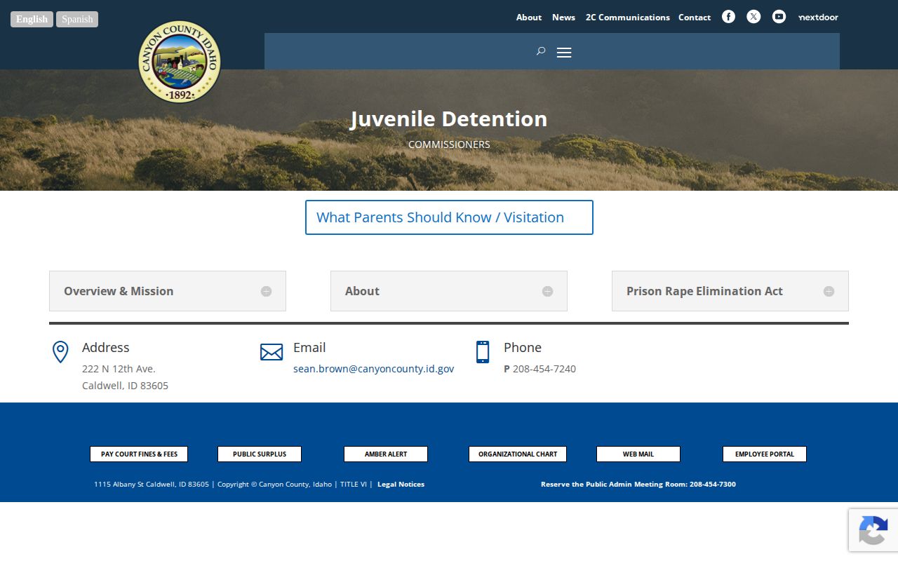 Southwest Idaho Juvenile Detention Center official page